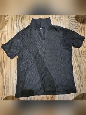 H&M Black Short-Sleeve Knit Polo